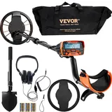 Vevor Metalldetektor Kit für Erwachsene Multifunktionaler Profi-Detektor mit 7 Modi Metallsuchgerät wasserdichte 25,4cm Spule für Größere Tiefe, mit Schaufel und Tragetasche