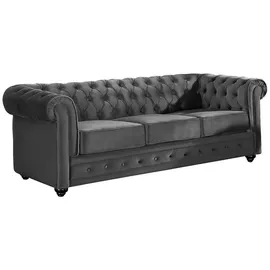 vente-unique Vente-unique-Sofa 3-Sitzer, - Samt - Anthrazit, - Chesterfield