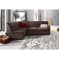 Ecksofa SIT & MORE "Pisa L-Form", braun (dunkelbraun), B:245cm H:89cm T:161cm, NaturLEDER (echtes Rindsleder), Korpus in Kunstleder SOFTLUX;Luxus-Microfaser (90% Polyester, 10% Polyamid);Struktur (100% Polyester);Luxus-Microfaser ALTARA NUBUCK (100% Polyester), Sofas, mit Federkern, wahlweise mit Bettfunktion