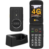 AGM M8 FLIP Klapphandy ohne Vertrag 4G, Seniorenhandy mit großen Tasten,Ladestation,Wasserdicht, SOS, Kompatibel mit Hörgeräten, kurzwahl, 104 dB Lautsprecher Dual-SIM 1500 mAh Schwarz