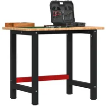 vidaXL Werkbank Hellbraun 100x60x81,5 cm Massivholz Eiche Rechteckig