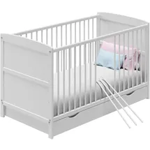 home collective Babybett, Weiß, Holz, 70x140 cm, Babymöbel, Babybetten, Gitterbett