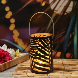 MARELIDA Windlicht mit Blattmotiv Farn Laterne Set Kerzenhalter 3 Größen 3er Set