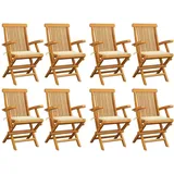 vidaXL Gartenstuhl 60 x 113,5 x 20,7 cm creme 8 St.