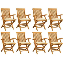 vidaXL Gartenstuhl 60 x 113,5 x 20,7 cm creme 8 St.