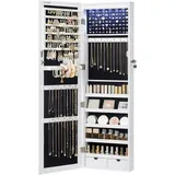 Boxxx Schmuckschrank, Weiß, Kunststoff, Glas, Textil, Holzwerkstoff, 2 Schublade(n) Schubladen, 37.1x137.9x9.9 cm, hängend, Beleuchtung, Abdeckplatte aus Glas, Ordnen & Aufbewahren, Schmuckaufbewahrung