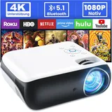 Beamer Full HD 1080P Beamer Bluetooth Beamer 4K Unterstützt Tragbare Mini Beamer