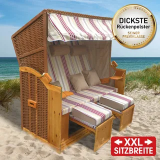 Brast XXL Strandkorb 3-Sitzer OSTSEE rot/beige gestreift