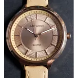 Just Watch Damen-Uhr Echt Leder Rund Dornschließe JW047 Analog Quarz JW10043 (beige)