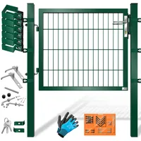 Kesser KESSER® Gartentor Premium Gartentür aus Metall verzinktem Stahl, Gartentür für Stabmattenzau Zauntor, Hoftor, inkl. Pfosten mit Schloss Türklinke und Schlüssel