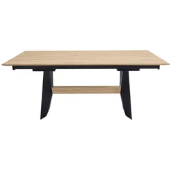 K+W Komfort & Wohnen Esstisch, Tisch fix, Gestell aus Metall mit Massivholzbalken, in 2 Breiten K+W Komfort & Wohnen Wildeiche bianco + Schwarz Struktur/Wildeiche bianco