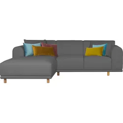 Ecksofa ANDAS "Maroon L-Form", grau, B:285cm H:82cm T:191cm, Struktur (100% Polyester), Struktur grob ( 100% POLYPROPYLEN, Struktur fein ( 100% Polyester), Sofas, in skandinavischem Design, mit losen Kissen