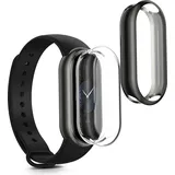 kwmobile 2X Schutzhülle kompatibel mit Xiaomi Mi Band 9 / Smart Band 9 Hülle - Fullbody Cover Set aus Silikon - Transparent Schwarz