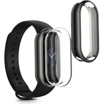 kwmobile 2X Schutzhülle kompatibel mit Xiaomi Mi Band 9 / Smart Band 9 Hülle - Fullbody Cover Set aus Silikon - Transparent Schwarz