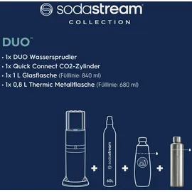 Sodastream Duo schwarz + PET-Flasche + Metallflasche + Zylinder
