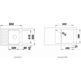Blanco Elon 45 S SILGRANIT PuraDur mit Ablauffernbedienung schwarz