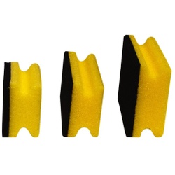 Meiko Padschwämme Topfreiniger mit Griff, PU-Schwamm, Farbe: gelb/schwarz, Format: 15 x 9,5 x 4,5 cm