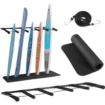 Vevor Surfbrett-Wandhalterung (5 Ebenen) vertikales Surfbrett-Rack Aufhänger zur Aufbewahrung & Präsentation, Verstellbarer Organizer für Kiteboards Shortboards Skier Snowboards Schwarz