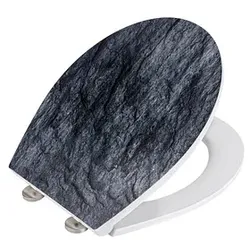 WENKO WC-Sitz mit Absenkautomatik Slate Rock schwarz