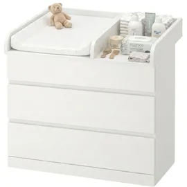 comfortcove Wickelaufsatz Wickeltisch Kommode Weiß Matratze 50 cm mit Ablage 80x70 Universal für MALM HEMNES Baby Wickelkommode - Weiß