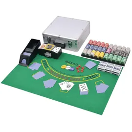 vidaXL Kombiniertes Poker/Blackjack Set mit 600 Laserchips Aluminium
