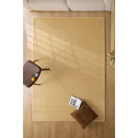WECON HOME Teppich WECON HOME "Castello ONE", sand beige, B:200cm H:7mm L:300cm, Schurwolle, Teppiche, Teppich, Schurwolle, Kurzflor mit Hoch-Tief-Effekt, Wohnzimmer, Streifenmuster