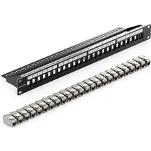 deleyCON 24 Port Patchpanel Set Patchfeld Modular 1 HE 19" Zoll Rackeinbau + 24x RJ45 Keystone Module CAT6a Kompatibel mit CAT5 CAT6 CAT7 LAN Netzw...