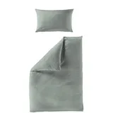 Bierbaum Bettwäsche, Grün, Textil, Uni, 240x220 cm, pflegeleicht, hautfreundlich, bügelleicht, weiche und anschmiegsame Oberfläche, Schlaftextilien, Bettwäsche, Bettwäsche, Seersucker-Bettwäsche