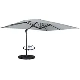IDMarket - 360° drehbarer und neigbarer Sonnenschirm Calvi hellgrau 3x4 M mit 4 Platten und Hülle - 400 cm x 300 cm
