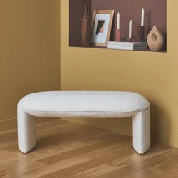 Sitzbank mit Bouclé-Bezug Creme - sweeek
