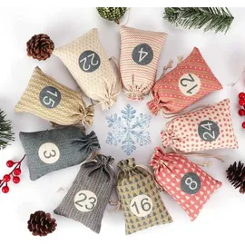 luxuskollektion Adventskalender zum Selbst Befüllen 24 Stoffsäckchen für Kinder
