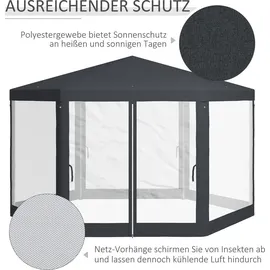 Outsunny Pavillon 4 x 3 m inkl. 6 Seitenteile Dunkelgrau