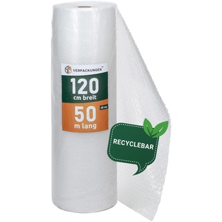 BB-Verpackungen 1x PROFI Luftpolsterfolie 1,2 x 50 m Versand, Verpackung, Umzug 2-lagig (1 Rolle) | 60 my stark, extrem robust, sehr leicht, 100% recycelbar