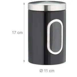 Relaxdays Vorratsdose rund schwarz 17 x 11 x 11 cm 1,4 l