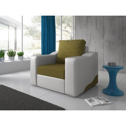 Fun Möbel Sessel Sessel Designersessel COLLIN in Kunstleder/Stoff, Kunstleder-Stoff-Kombinationen grün|weiß