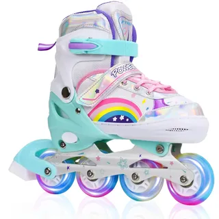 Rollschuhe Kinder für Mädchen/Kinder/Jugendliche , Verstellbare 4 Größen Inline Skates mit Leuchtenden Rädern für Kinder Mädchen, geeignet für den Innen- und Außenbereich