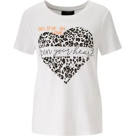Aniston CASUAL T-Shirt mit Herz, Leo-Druck und Statement-Schriftzügen orange|schwarz|weiß 44 EU