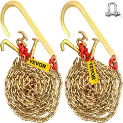 VEVOR 5/16"x10' lange J-Haken-Abschleppkette mit 15" großen J-Haken und 2 RTJ-Haken