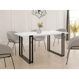 egen micha kliszczun Ausziehbarer Esstisch - Großer Tisch im Loft-Stil mit Schwarze Metallbeinen 120 bis 220 cm - Industrietisch für das Wohnzimmer - Spacesaver - Wei... - Weiß