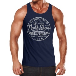Neverless Tanktop Herren Tank-Top North Shore Longboard Retro Surf Motiv Wellenreiten Muskelshirt Muscle Shirt Neverless® mit Print blau XXL