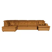 Wohnlandschaft INOSIGN "BRISBANE NEU U-Form" Sofas Gr. B/H/T: 380cm x 83cm x 202cm, Samtoptik, Recamiere rechts, goldfarben (gold) mit feiner Steppung, Matten-Optik, incl. Zierkissen