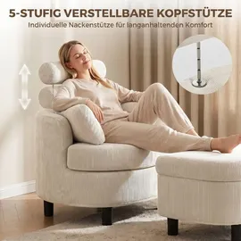 Homcom Sessel Loungesessel 69 x 78 x 85,5 cm Cremeweiß mit Hocker