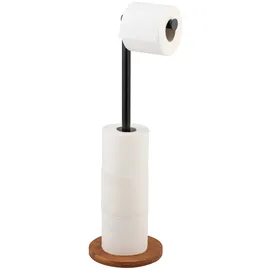 Wenko Stand Toilettenpapierhalter 2 in 1 Serro Schwarz-Bambus