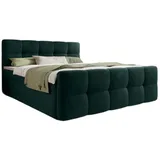 luxusbetten24 Boxspringbett Cozy Samt mit Stauraum - 140x200 - Grün - Ohne Topper - Luxusbetten24 - 2 Jahre Gewährleistung - mind. 14 Tage Rückgaberecht - Grün - 140x200