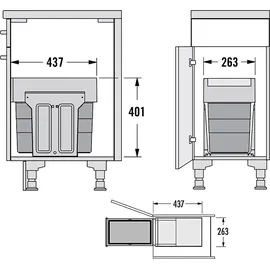 HAILO Mülleimer Küche, Einbau ab 40cm Schrank, Abfalleimer 1x 28 L