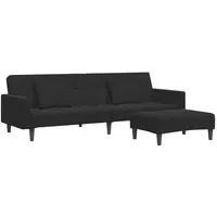 VidaXL Schlafsofa 2-Sitzer mit Fußhocker Schwarz Samt - Schwarz