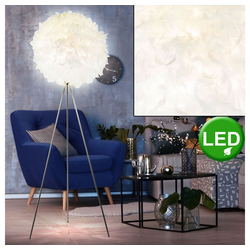 etc-shop Stehlampe, Steh Lampe Feder Kugel Leuchte Wohn Ess Zimmer Strahler im Set inkl. LED Leuchtmittel