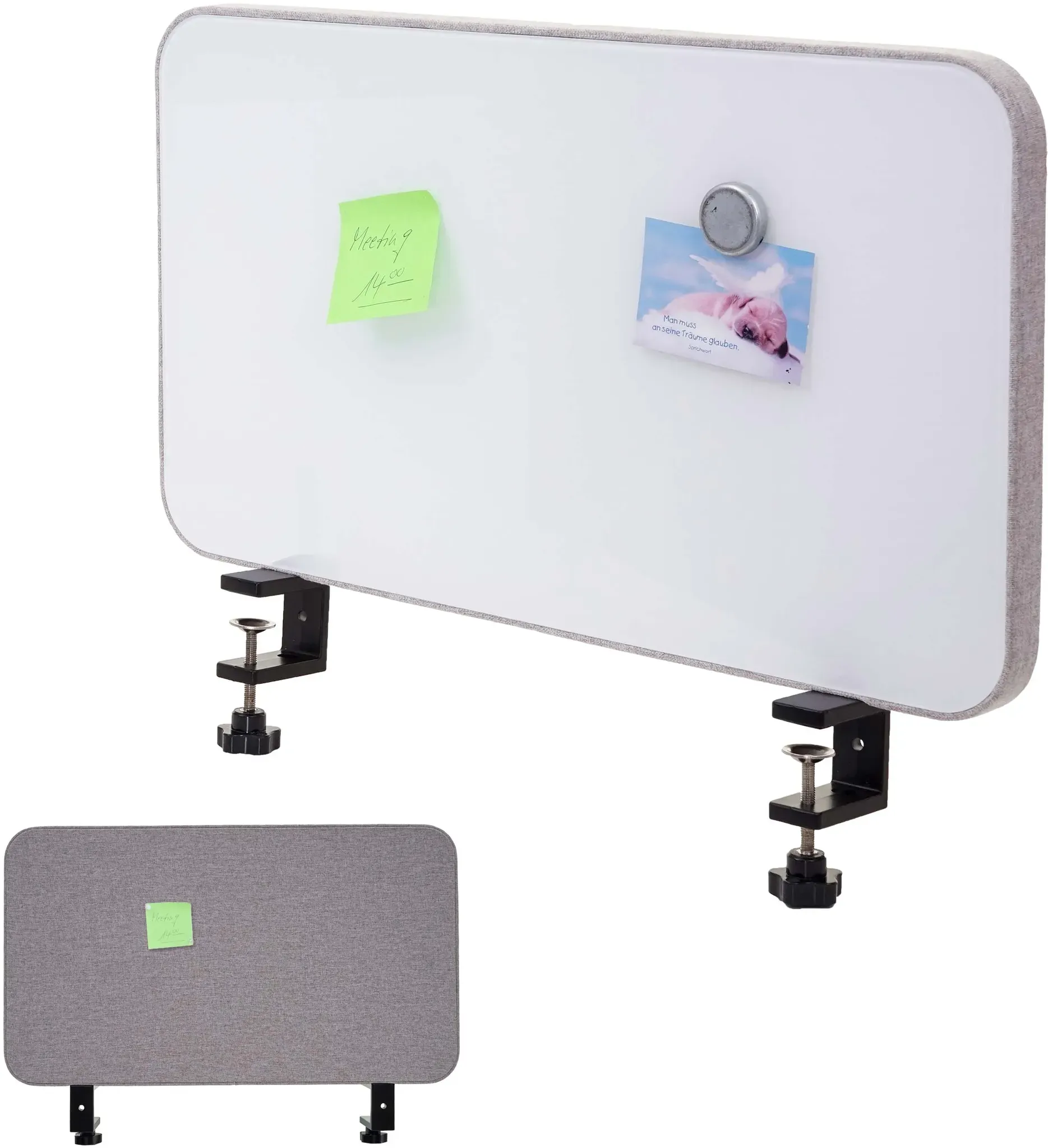 Tisch-Whiteboard HWC-G74, Büro-Sichtschutz Trennwand Schreibtisch Magnettafel Pinnwand, Stoff/Textil