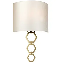 Clark Medium Wandleuchte mit 1 Licht - gealtertes Messing mit elfenbeinfarbenem Lampenschirm aus Kunstseide - CLARK-MEDIUM-AB
