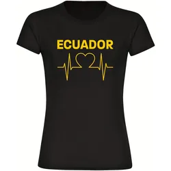 multifanshop Damen T-Shirt - Ecuador - Herzschlag - Druck gelb - Frauen